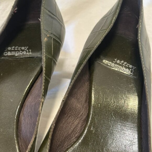Jeffrey Campbell Green Croc Embossed Heels - Picture 2 of 6